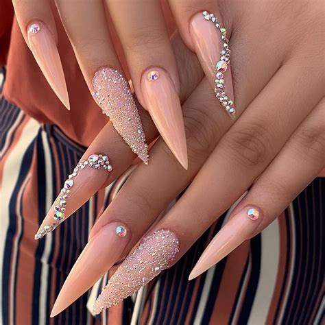 cute nails with rhinestones|stiletto nail designs with rhinestones.